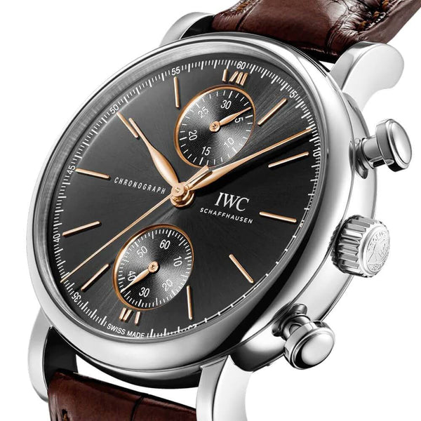 Rose Dial Chronograph Leather Strap Watch - Berry's Jewellers