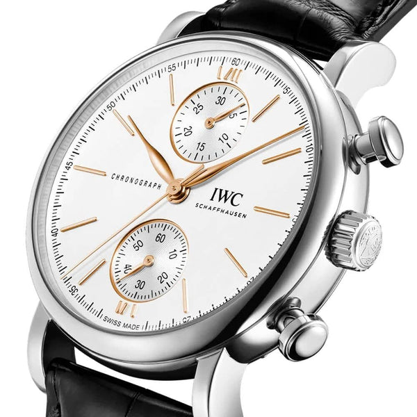 Rose Dial Chronograph Leather Strap Watch - Berry's Jewellers