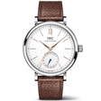 IWC Schaffhausen Portofino Pointer Date 39mm Silver/Rose Dial Leather Strap Watch - Berry's Jewellers