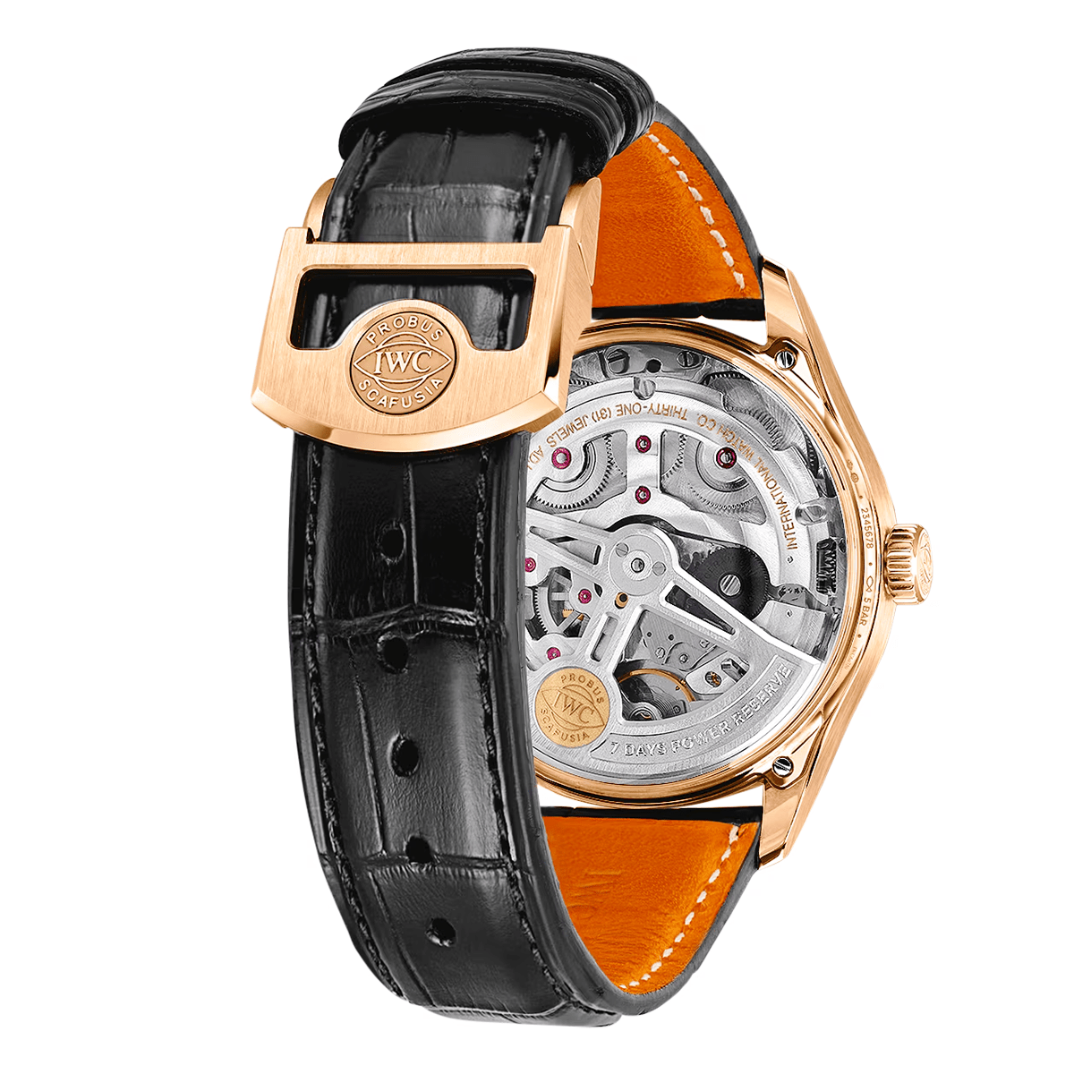 IWC Schaffhausen Portugieser 'Obsidian' 42mm 18ct Rose Gold Strap Watch - Berry's Jewellers