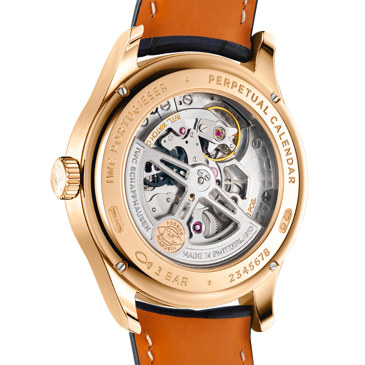 IWC Schaffhausen Portugieser Perpetual Calendar 42mm 18ct Rose Gold Blue Dial Watch - Berry's Jewellers