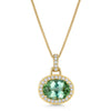 18ct Yellow Gold Green Oval Tourmaline & Diamond Pendant