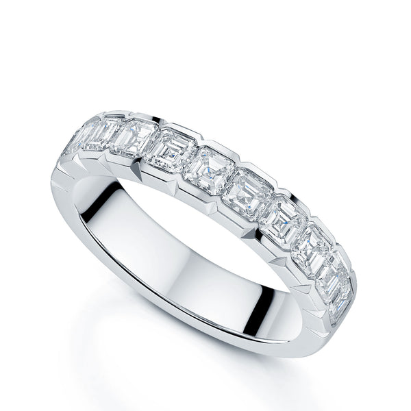 Berry's Platinum Asscher Cut Diamond Channel Set Half Eternity Ring - Berry's Jewellers