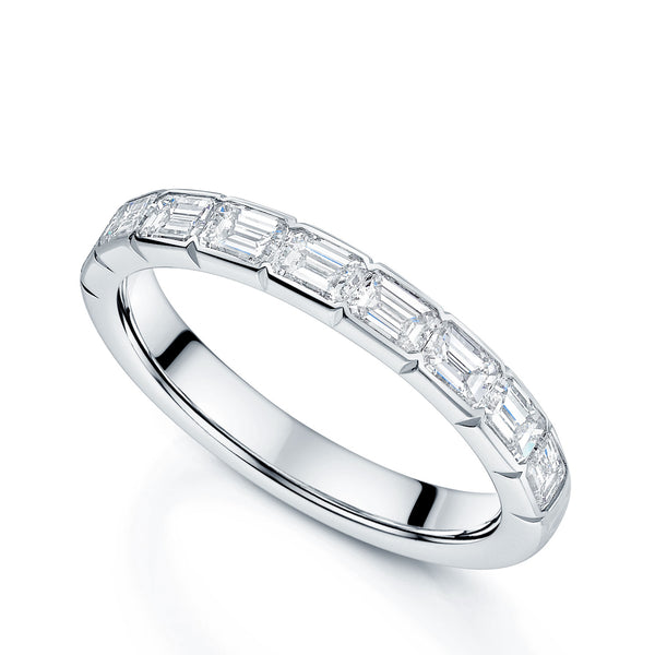 Berry's Platinum Emerald Cut Diamond Half Eternity Ring - Berry's Jewellers