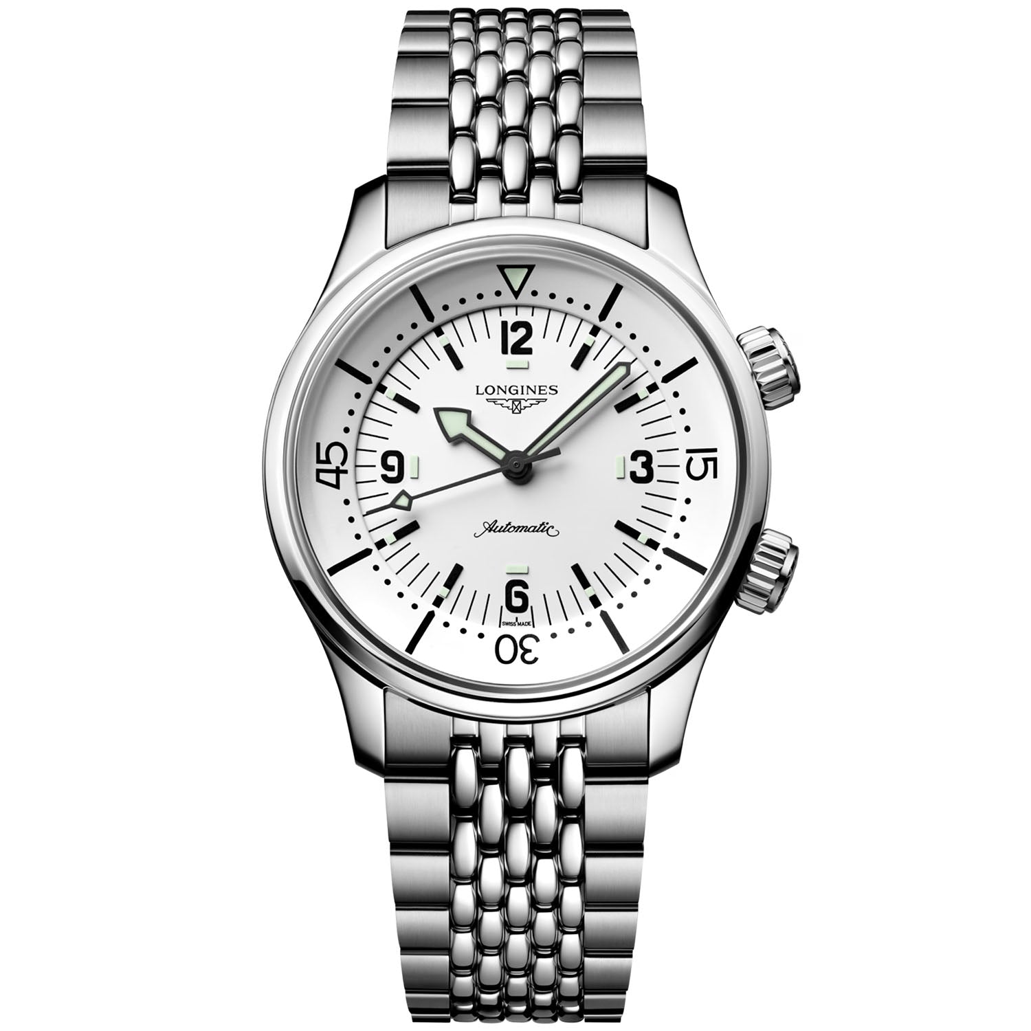Longines Legend Diver 39mm White Dial Men's Automatic Bracelet Watch - Berry's Jewellers