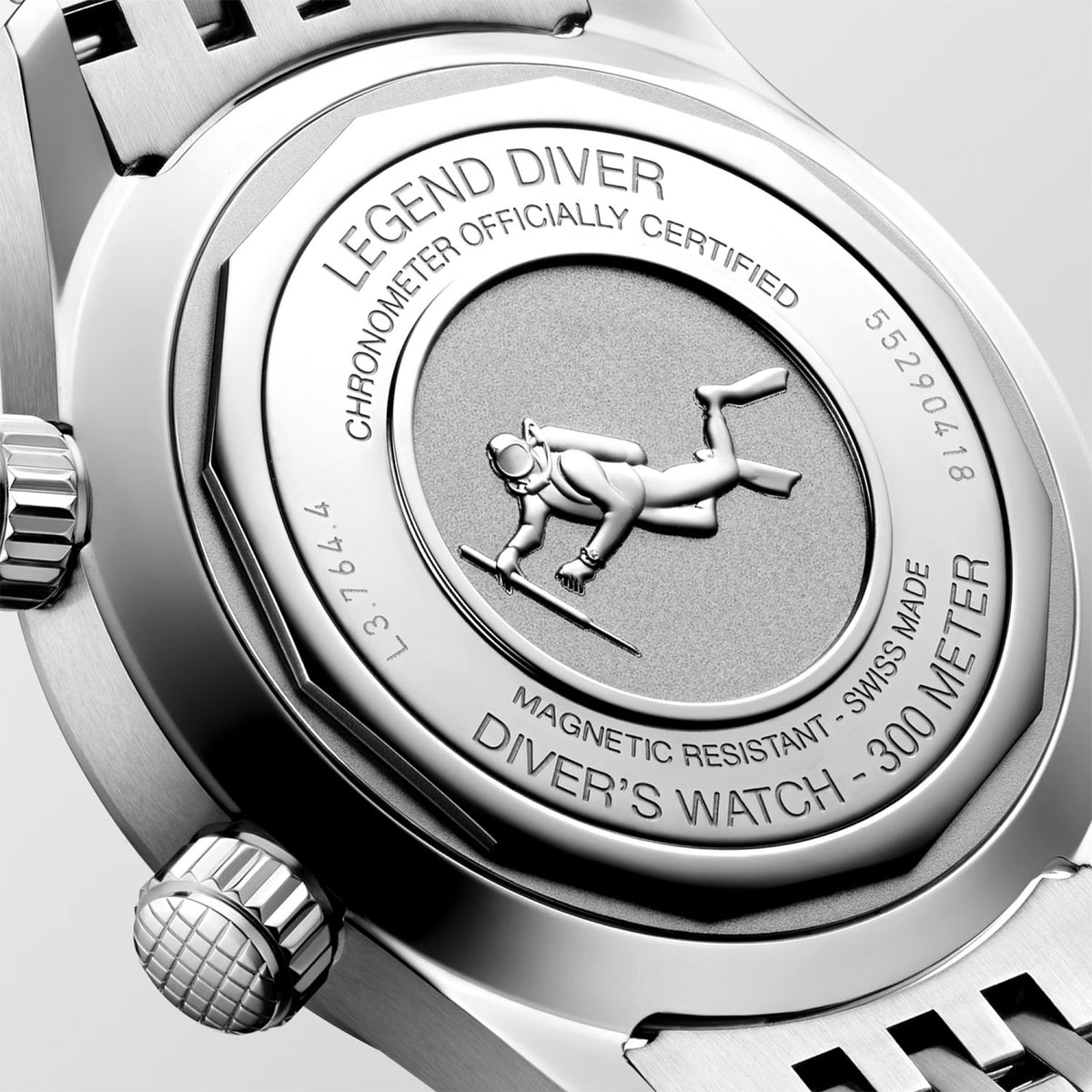 Longines Legend Diver 39mm White Dial Men's Automatic Bracelet Watch - Berry's Jewellers