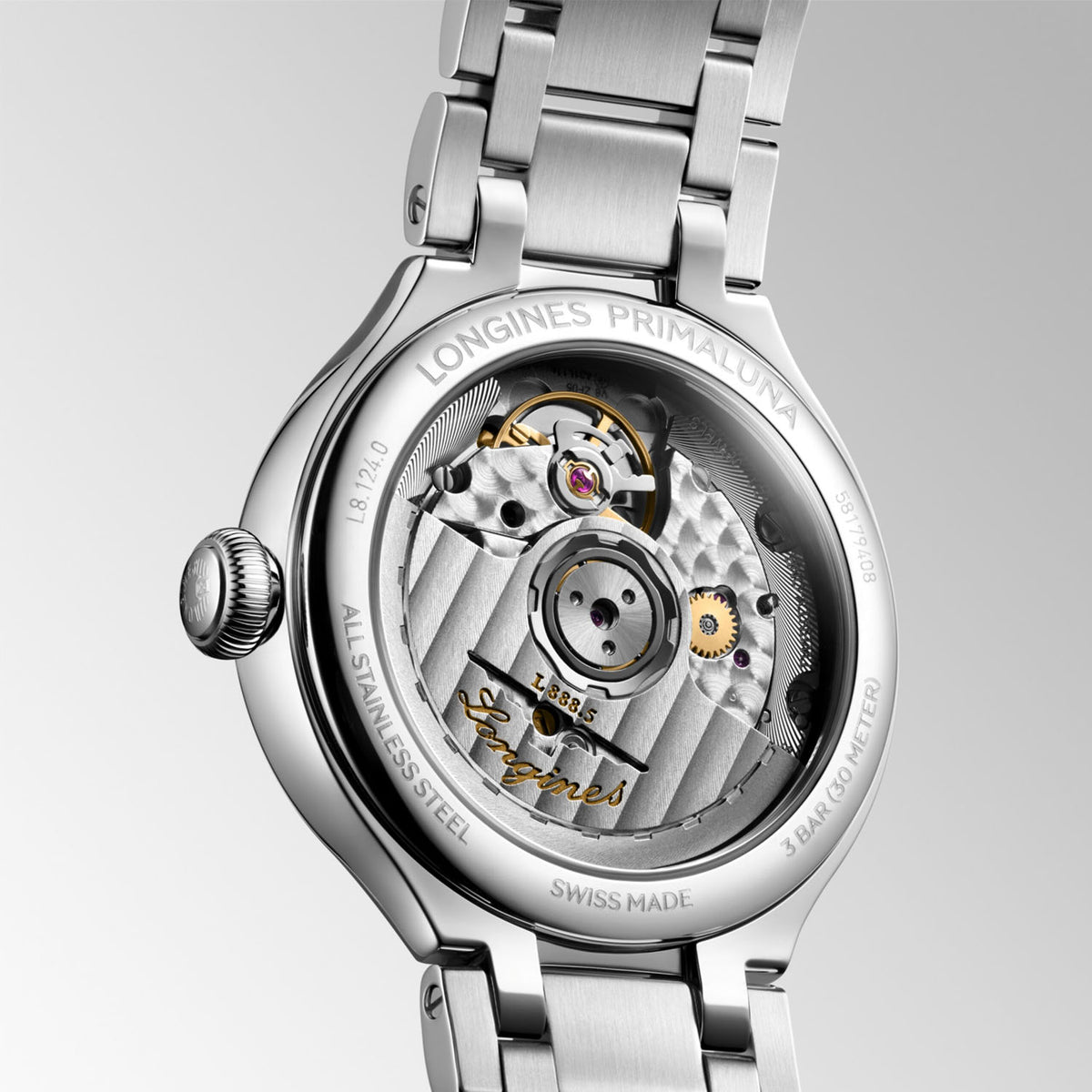 Longines PrimaLuna 34mm Steel Ladies Automatic Bracelet Watch - Berry's Jewellers