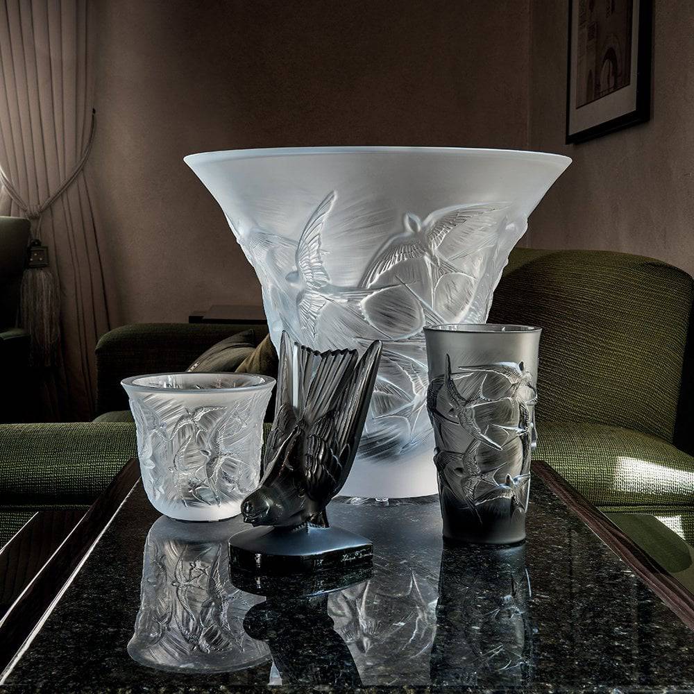 Lalique Clear Crystal Hirondelles Votive