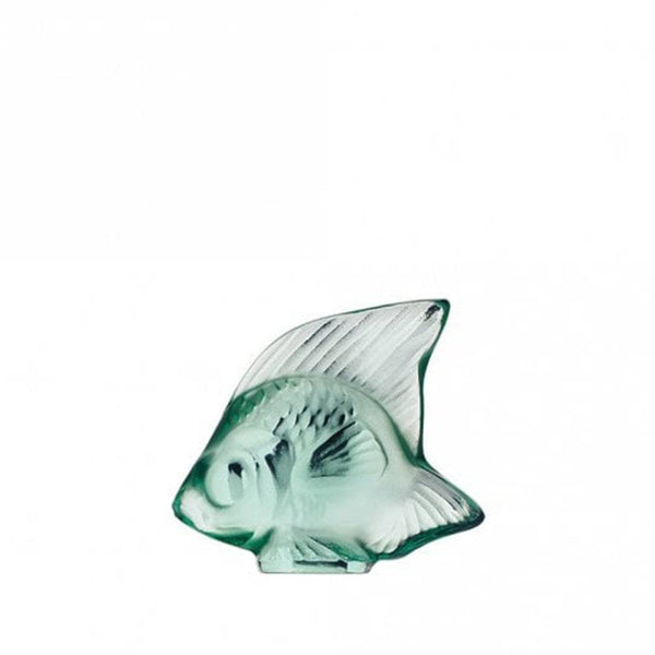 LALIQUE 緑色 ガラス 魚の置物 Lalique Mint Green Crystal Fish Sculpture