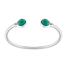 Lalique Sterling Silver Green Crystal Cabochon Flexible Bangle - Berry's Jewellers