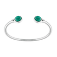 Sterling Silver Green Crystal Cabochon Flexible Bangle