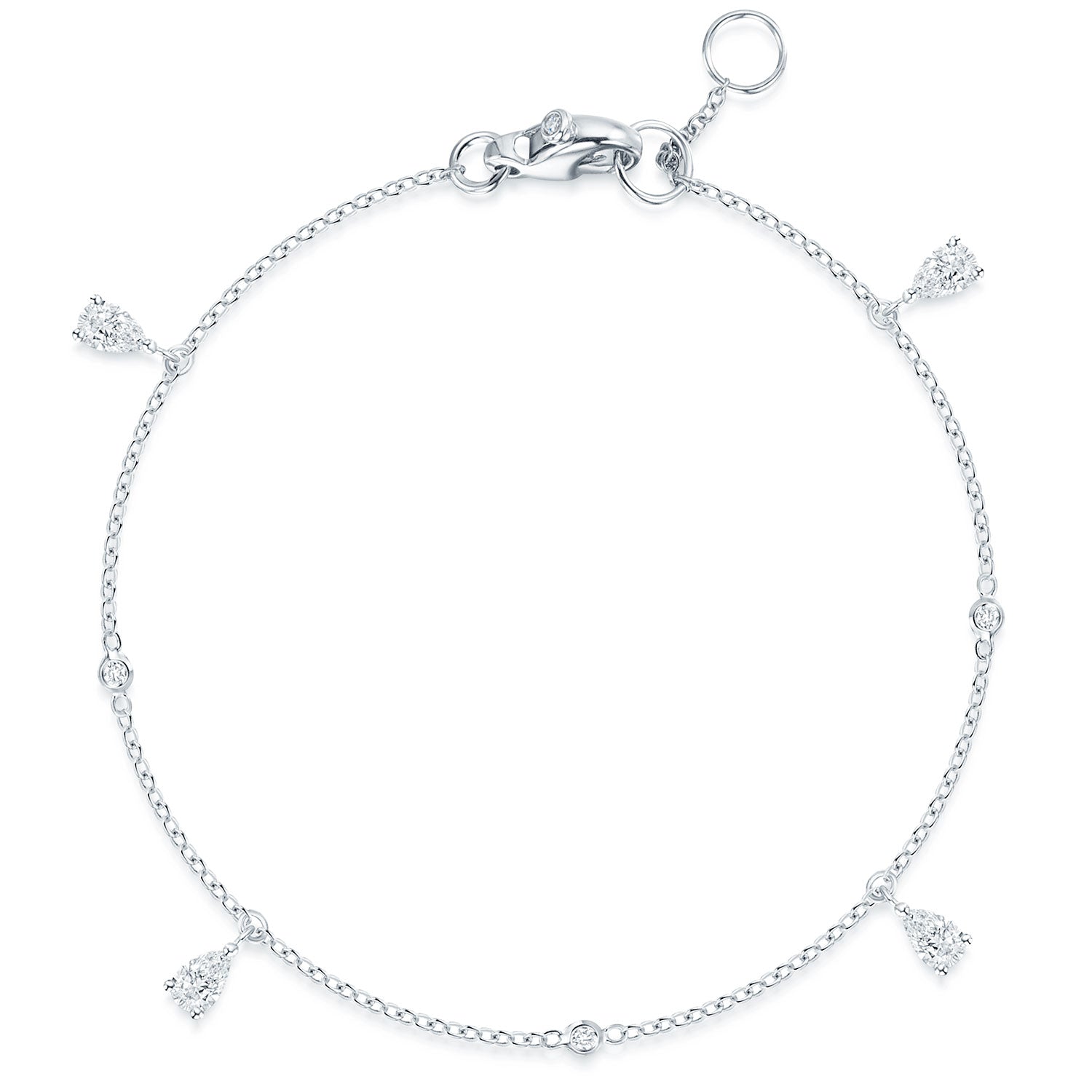 Berry's 18ct White Gold Pear & Round Brilliant Cut Diamond Bracelet - Berry's Jewellers