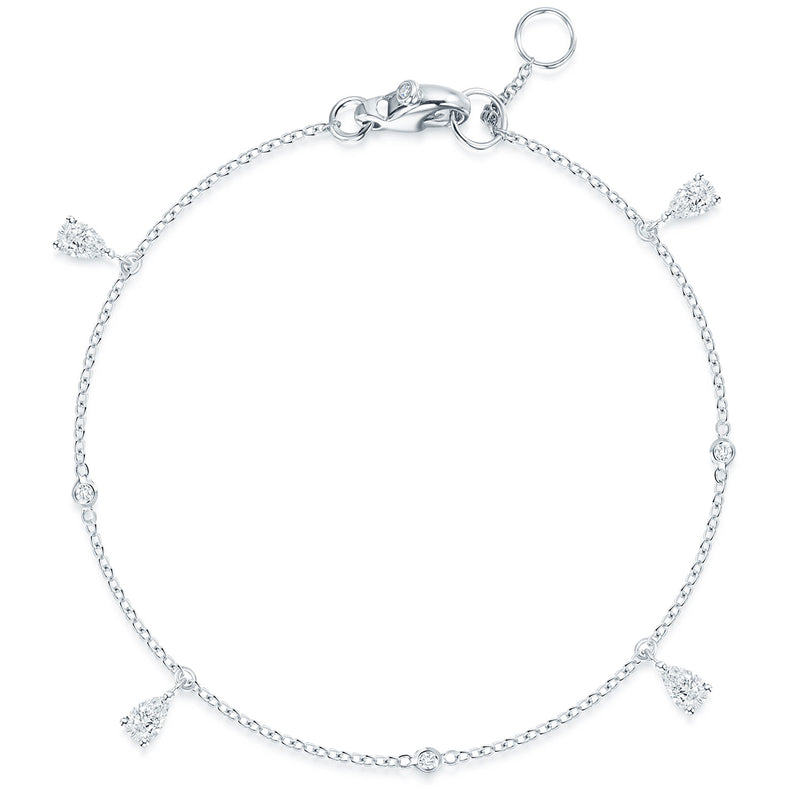 Berry's 18ct White Gold Pear & Round Brilliant Cut Diamond Bracelet - Berry's Jewellers