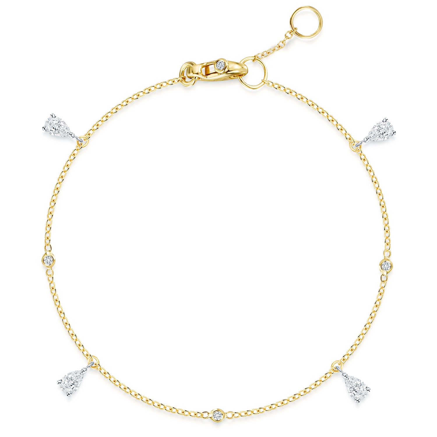 Berry's 18ct Yellow Gold Pear & Round Brilliant Cut Diamond Bracelet - Berry's Jewellers