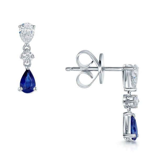 Berry's 18ct White Gold Sapphire And Diamond Tear Drop Earrings - Berry's Jewellers