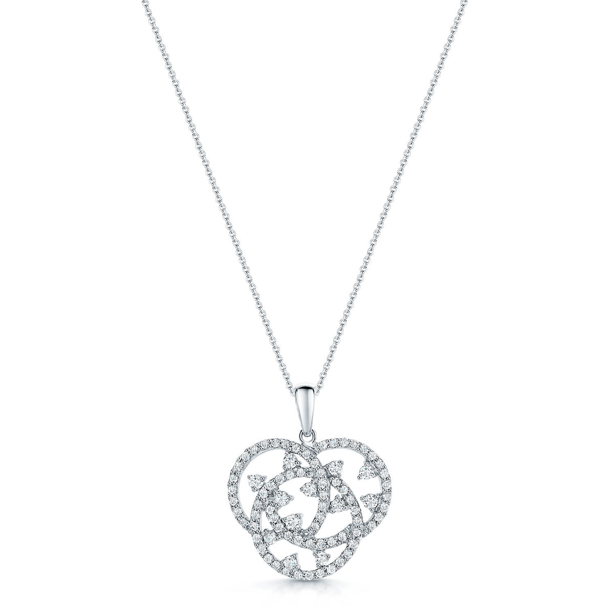 18ct White Gold Circle Interlocking Diamond Pendant