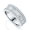 Platinum Three Row Baguette and Round Brilliant Diamond Dress Ring