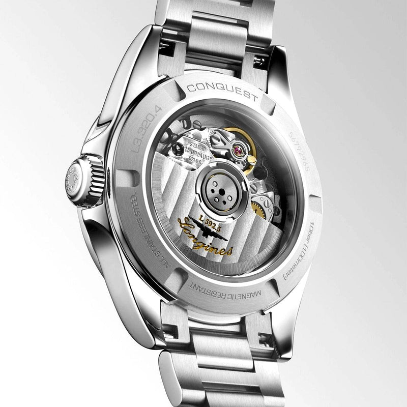 Longines Conquest 30mm Silver/Rose Dial Automatic Bracelet Watch - Berry's Jewellers