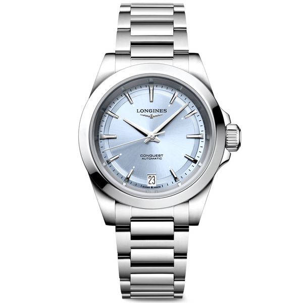 Longines Conquest 34mm Blue Sunray Dial Automatic Bracelet Watch - Berry's Jewellers