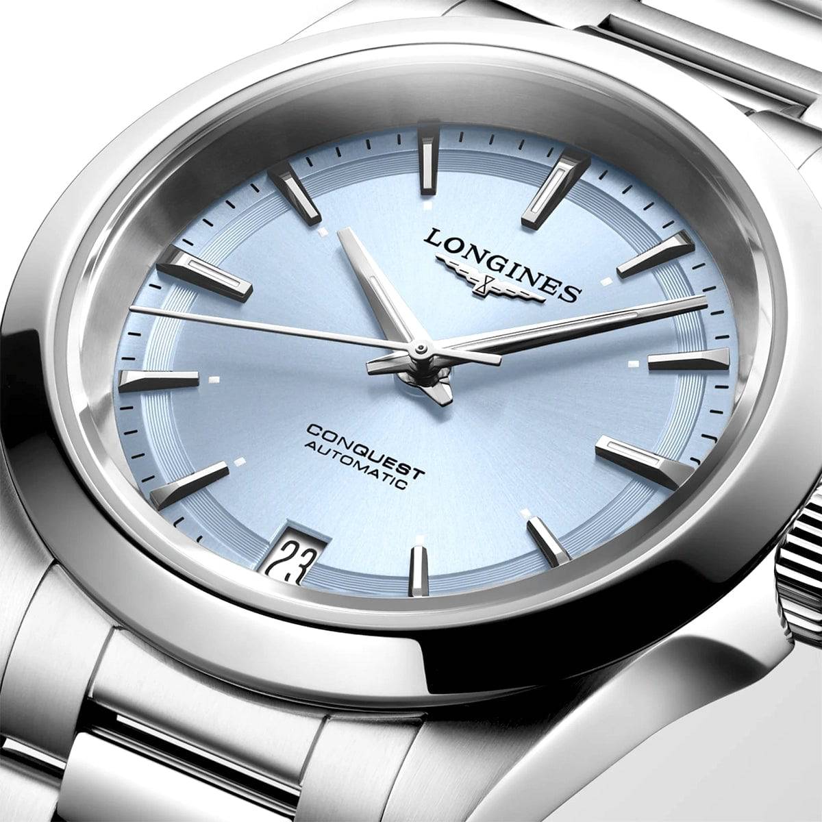 Longines Conquest 34mm Blue Sunray Dial Automatic Bracelet Watch - Berry's Jewellers