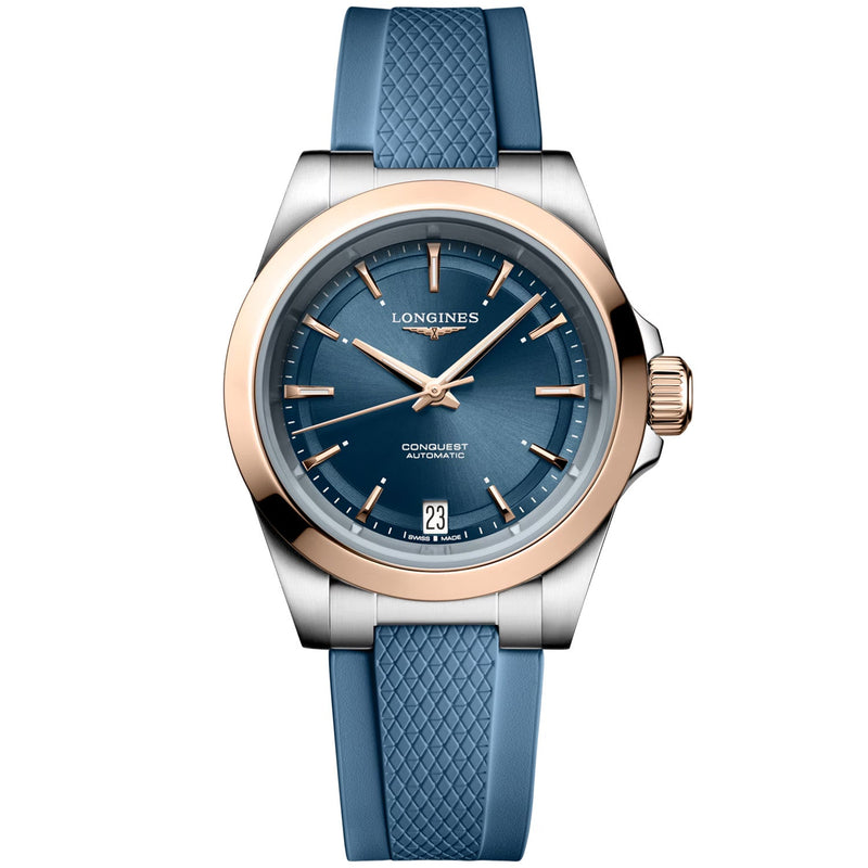 Longines Conquest 34mm Blue Sunray Dial Automatic Strap Watch - Berry's Jewellers