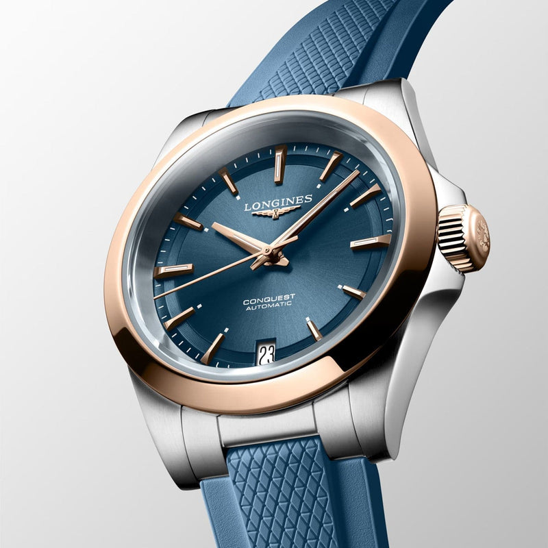 Longines Conquest 34mm Blue Sunray Dial Automatic Strap Watch - Berry's Jewellers