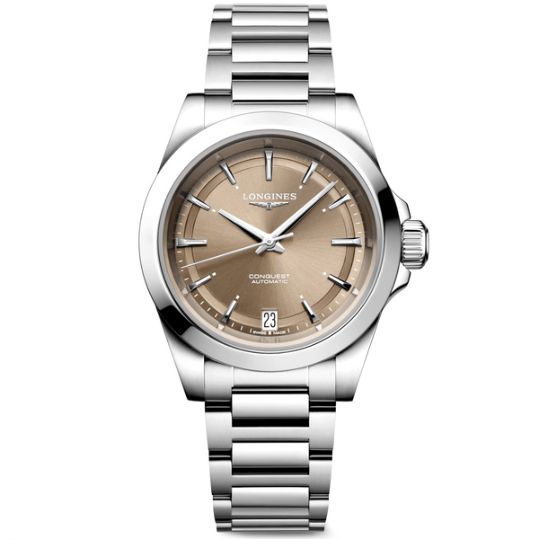 Longines Conquest 34mm Brown Dial Automatic Bracelet Watch - Berry's Jewellers