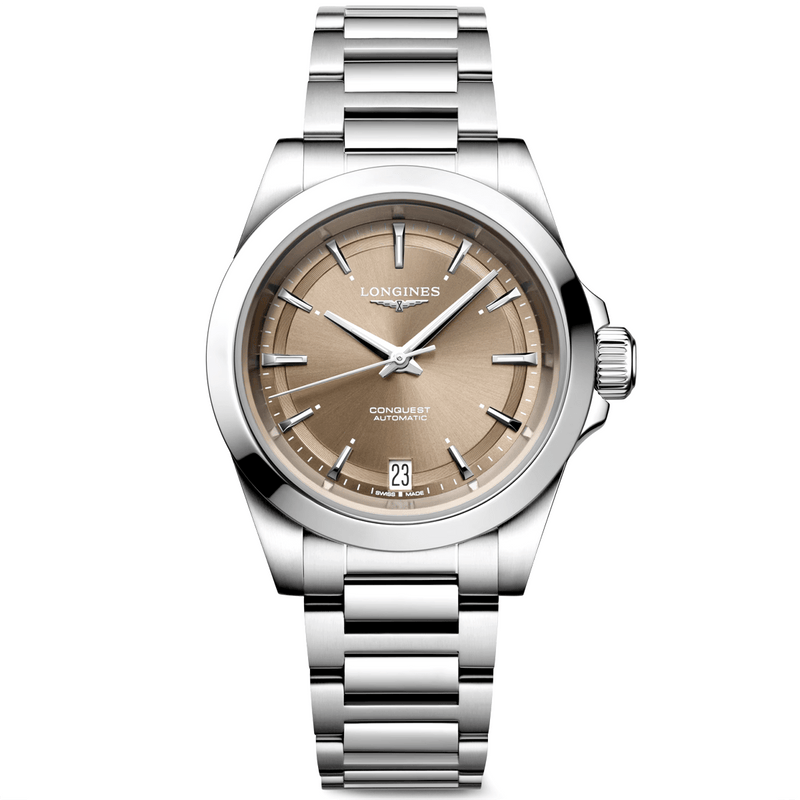 Longines Conquest 34mm Brown Dial Automatic Bracelet Watch - Berry's Jewellers