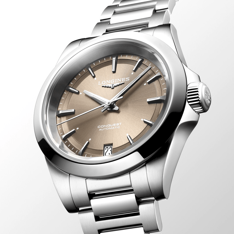 Longines Conquest 34mm Brown Dial Automatic Bracelet Watch - Berry's Jewellers