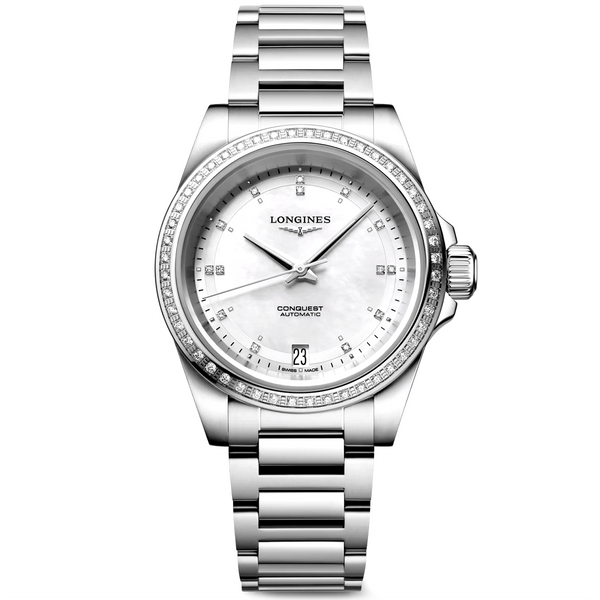 Longines Conquest 34mm Diamond Dial & Bezel Ladies Bracelet Watch - Berry's Jewellers