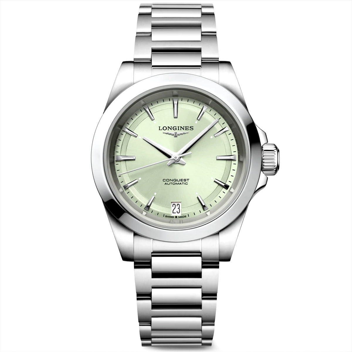 Longines Conquest 34mm Green Sunray Dial Automatic Bracelet Watch - Berry's Jewellers
