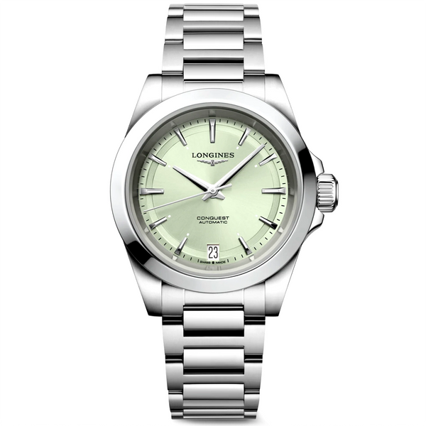Longines Conquest 34mm Green Sunray Dial Automatic Bracelet Watch - Berry's Jewellers