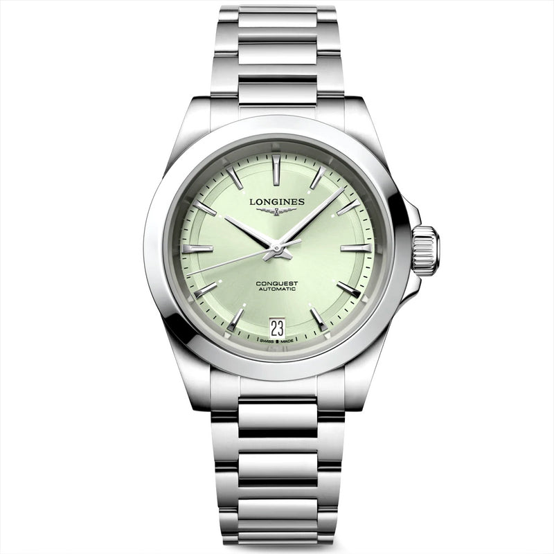 Longines Conquest 34mm Green Sunray Dial Automatic Bracelet Watch - Berry's Jewellers
