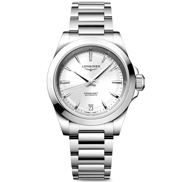 Longines Conquest 34mm Silver Dial Automatic Bracelet Watch - Berry's Jewellers