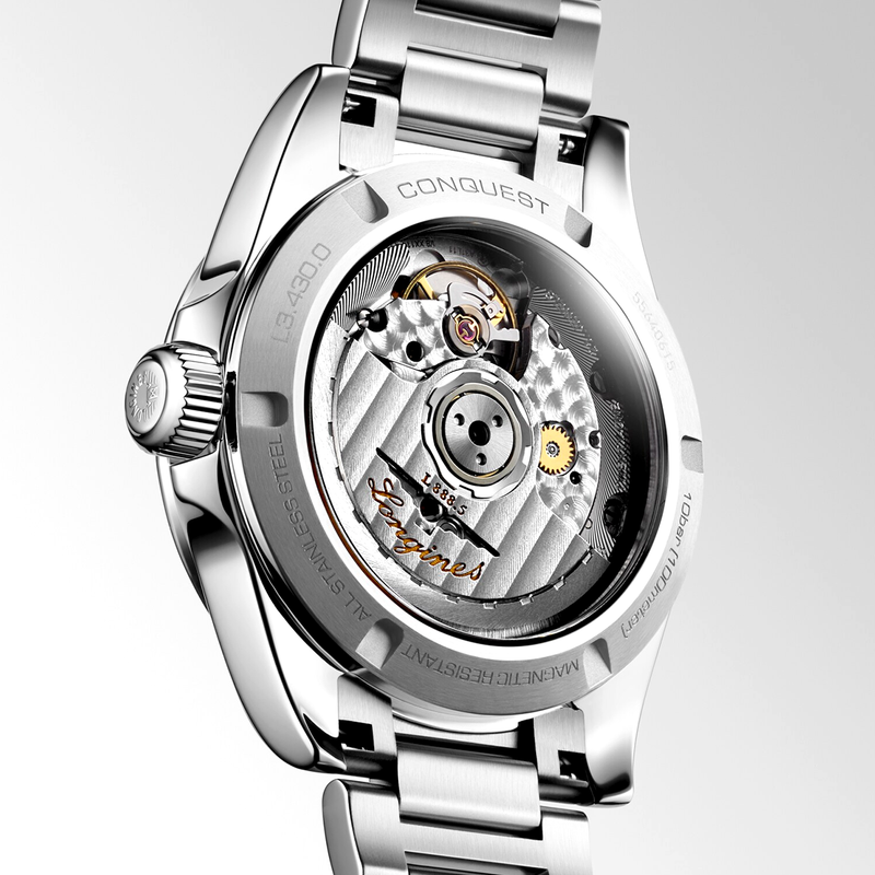 Longines Conquest 34mm White Diamond Dial & Bezel Ladies Bracelet Watch - Berry's Jewellers