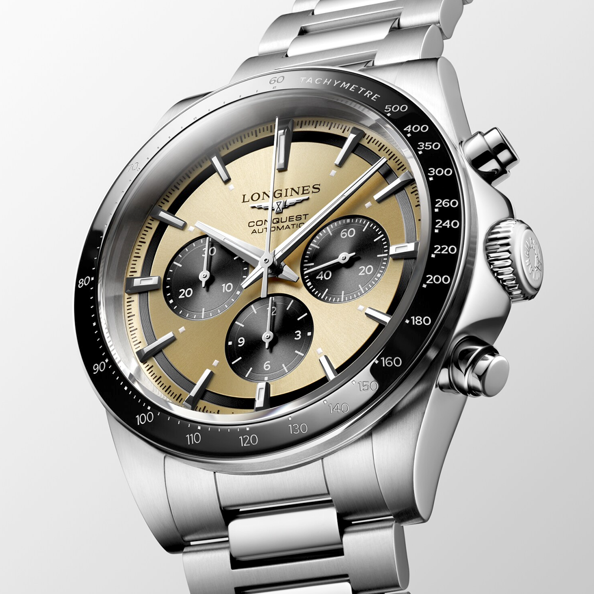 Longines Conquest Chronograph 42mm Gold/Black Dial Men's Automatic Watch - Berry's Jewellers