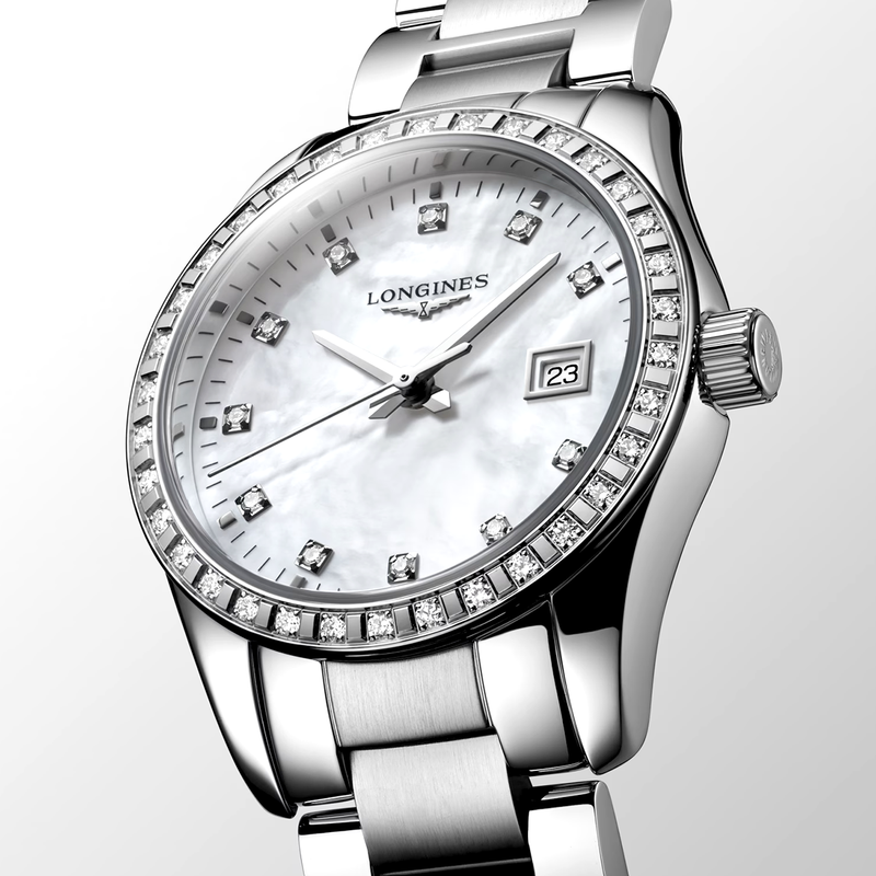Longines Conquest Classic 29.5mm Diamond Dial & Bezel Ladies Bracelet Watch - Berry's Jewellers