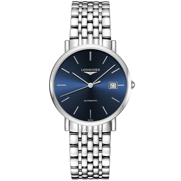 Longines Elegant 37mm Blue Index Dial Automatic Bracelet Watch - Berry's Jewellers