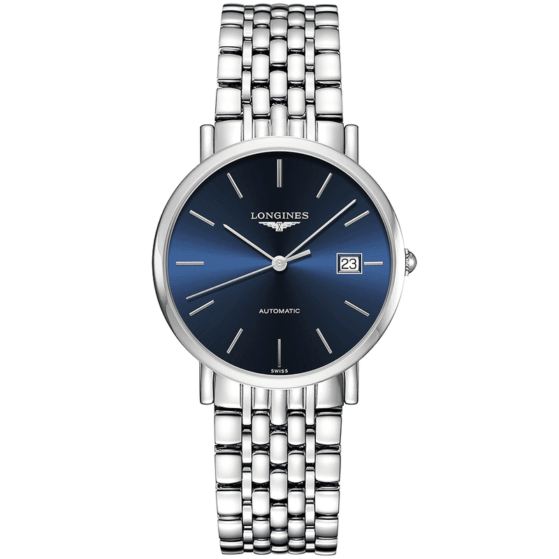 Longines Elegant 37mm Blue Index Dial Automatic Bracelet Watch - Berry's Jewellers