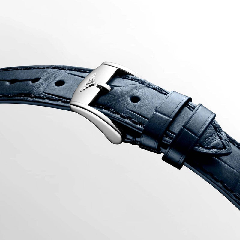 Longines Flagship Heritage 38.5mm Blue Sunray Dial Leather Strap Watch - Berry's Jewellers