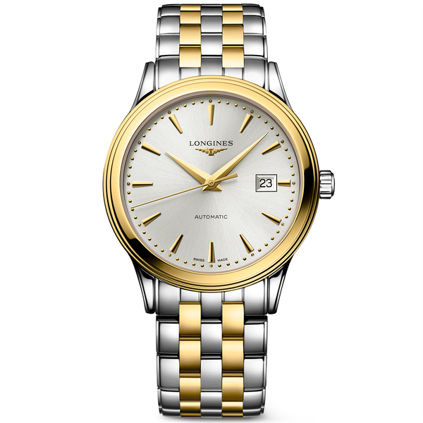 Longines Flagship Steel and Yellow Gold 40mm PVD Silver Dial Automatic Bracelet Watch - Berry's Jewellers