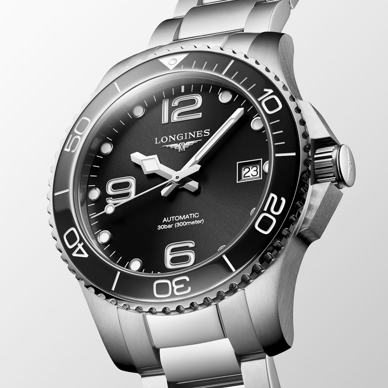 Longines HydroConquest 39mm Black Dial Automatic Bracelet Watch - Berry's Jewellers