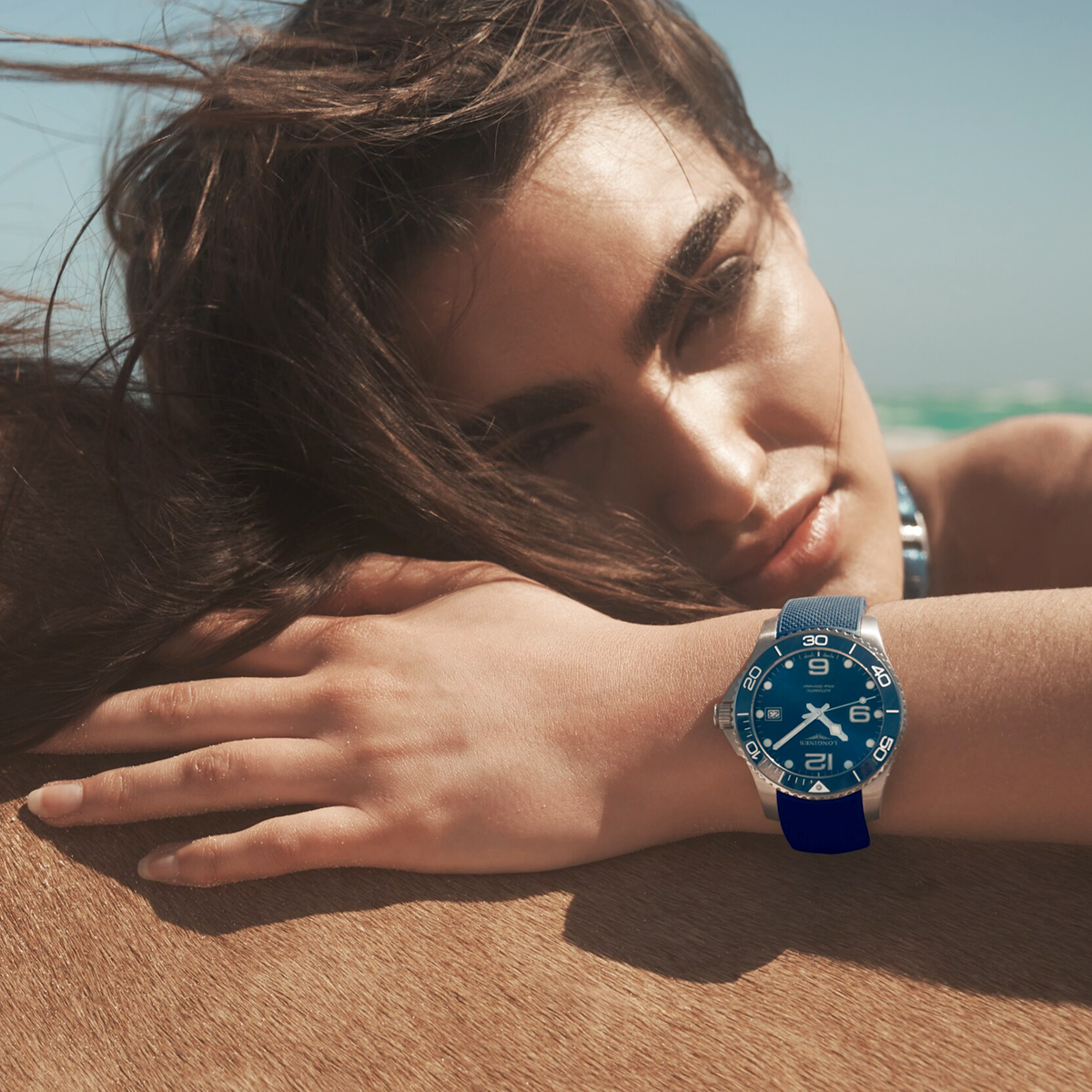 Longines HydroConquest 39mm Blue Dial Automatic Rubber Strap Watch - Berry's Jewellers