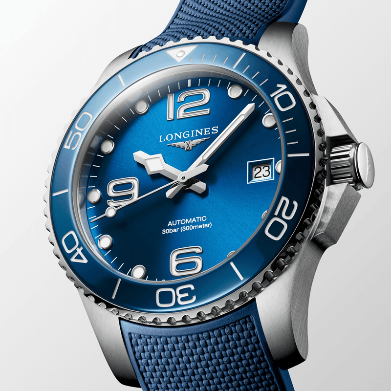 Longines HydroConquest 39mm Blue Dial Automatic Rubber Strap Watch - Berry's Jewellers