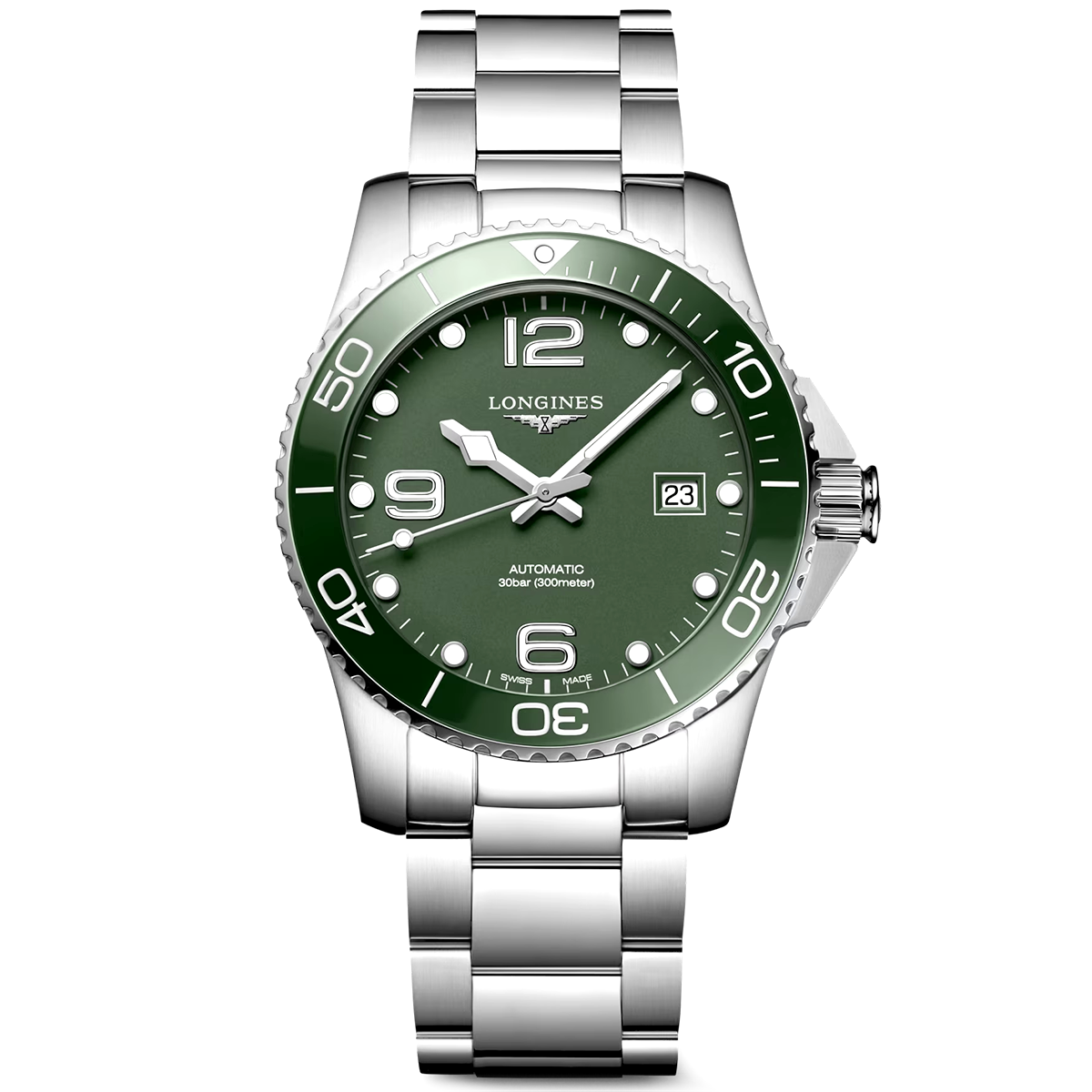 Longines Hydroconquest 41mm Green Dial Ceramic Bezel Watch