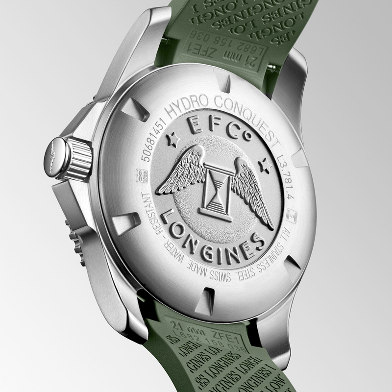 Longines HydroConquest 41mm Green Dial & Ceramic Bezel Men's Rubber Strap Watch - Berry's Jewellers