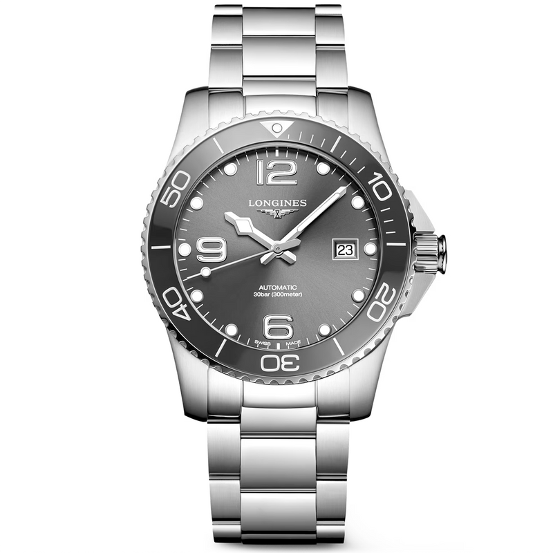 Longines HydroConquest 41mm Grey Dial & Bezel Automatic Bracelet Watch - Berry's Jewellers