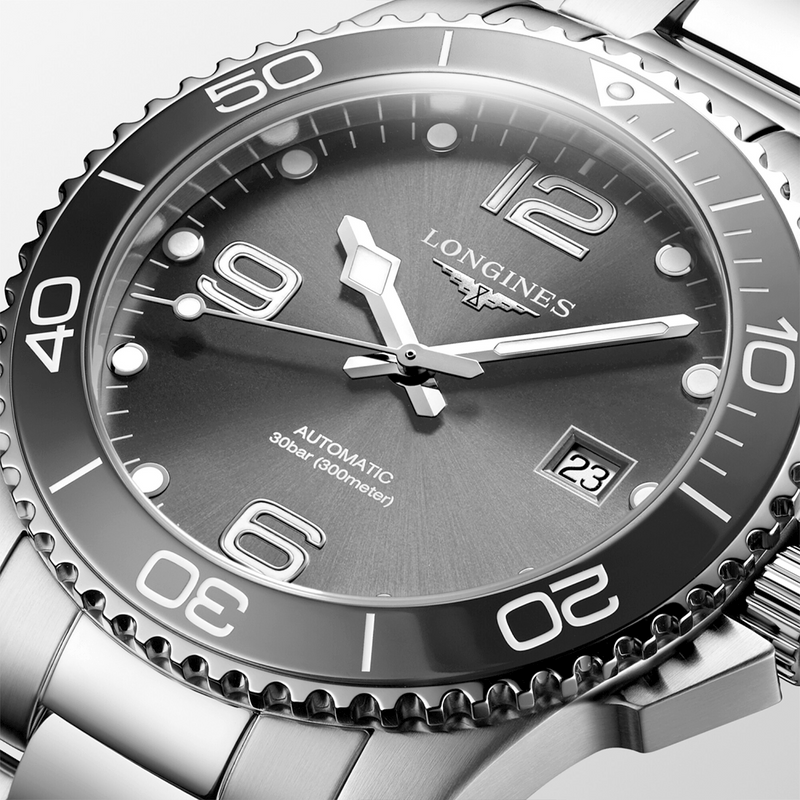 Longines HydroConquest 41mm Grey Dial & Bezel Automatic Bracelet Watch - Berry's Jewellers