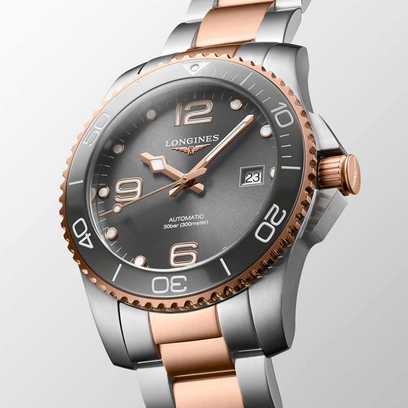 Longines HydroConquest 41mm Two-Tone Grey Dial Men's Bracelet Watch - Berry's Jewellers