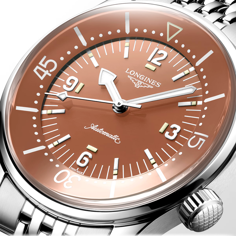 Longines Legend Diver 39mm Terracotta Dial Men's Automatic Bracelet Watch - Berry's Jewellers